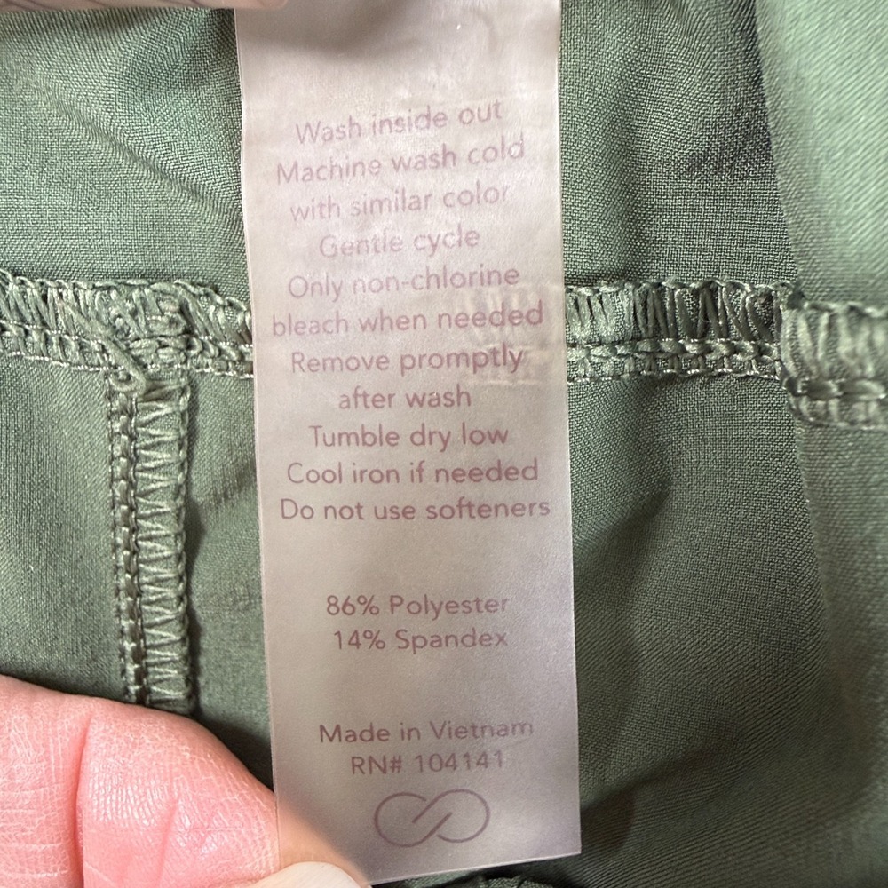 Calia Athletic Pants Sz L Olive Green Ruched Leg Athleisure Minimalist Jogger - Picture 7 of 7